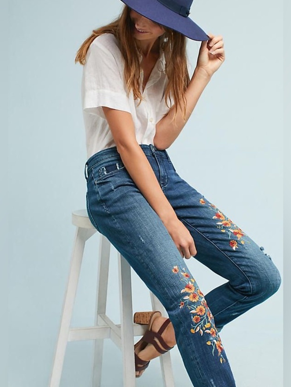 Pilcro and the Letterpress - Anthropologie Embroidered Slim Boyfriend Jeans - 25